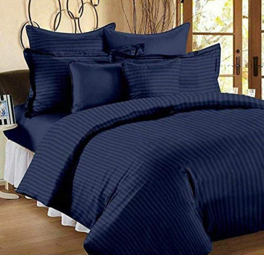 Polyester Satin Stripes Elastic Fitted Double Bedsheets