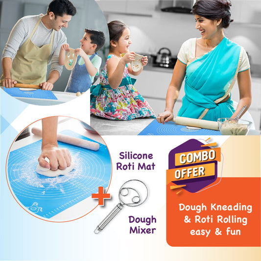 Perfect Roti Combo : Silicone Roti Mat & Stainless Steel Atta Dough Maker